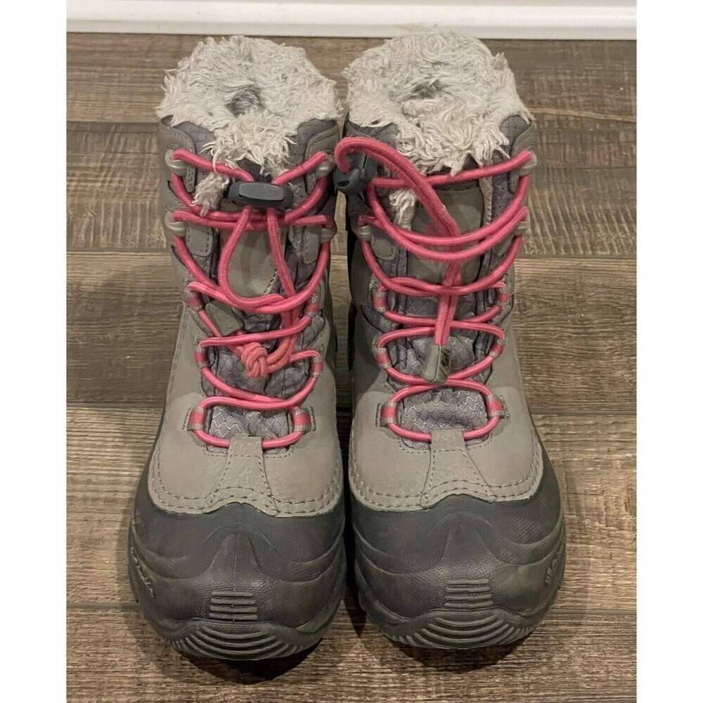COLUMBIA Girls Youth Sz 2 Gray Waterproof Insulated Winter Snow Boots Gray Pink